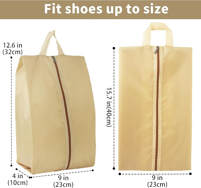 6pcs Portable Shoe Organizer, Travel Pouches with Zipper, Golf Shoe Bags, Clothes Bags, Soccer Cleats Bag Shoe Pouch for Gym, Waterproof, Odor-Resistant (Khaki) | Golf Shoe Bags, Clothes Bags, Soccer Cleats Bag Shoe Pouch for Gym, Waterproof, Odor-Resi... - Image 2