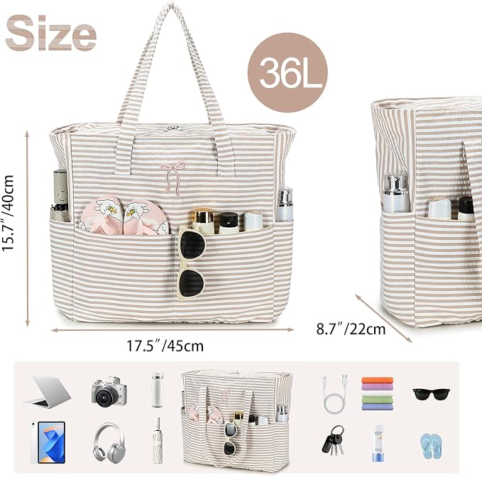 Bluboon Beach Bags for Women, Large Waterproof Tote Bag With Wet Compartment for Pool Weekender Travel Gym - Image 5