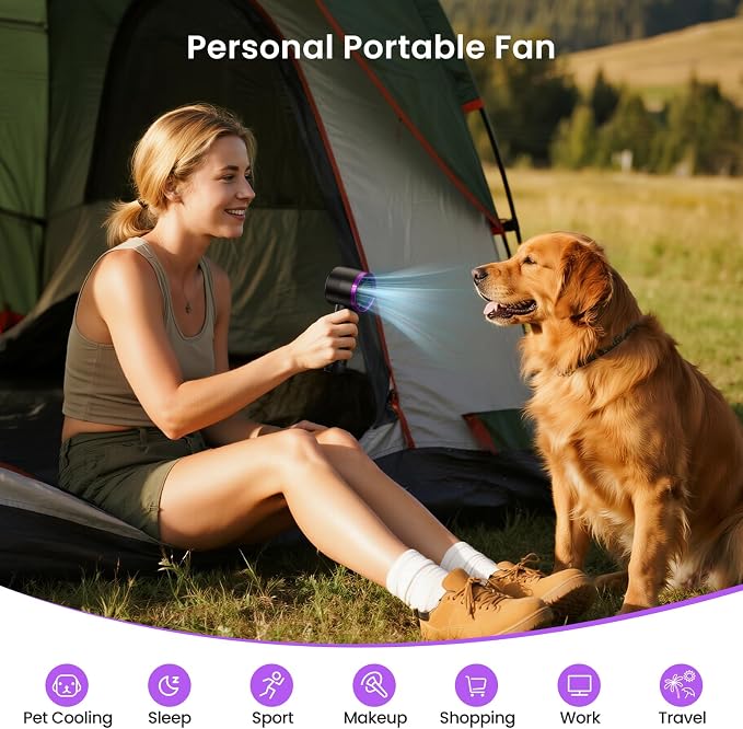 Handheld Fan Rechargeable, Mini Portable Hand Fan with 6 Speeds, USB-C Personal Fan with LED Display & Phone Stand, 12H Battery Travel Fan for Office, Makeup, Outdoor - Image 8