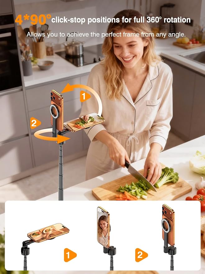 for Mag Safe Tripod for iPhone, JustTap 65” Selfie Stick for iPhone | 360 Magnetic Mount,4 Positions for Front & Rear Shooting,Phone Tripod Stand for Video Recording Travel Vlog Live Streaming - Image 2