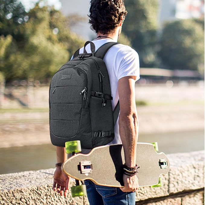 Tzowla Travel Laptop Backpack Water Resistant Anti-Theft Bag with Giant Tumbler Holder Pocket and Lock 17.3 Inch Computer Business Backpacks for Women Men Work College Gift,Casual Daypack(Black) - Image 8