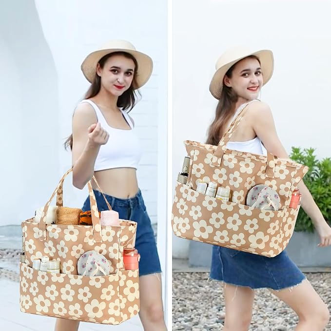 Bluboon Beach Bags for Women, Large Waterproof Tote Bag With Wet Compartment for Pool Weekender Travel Gym - Image 8