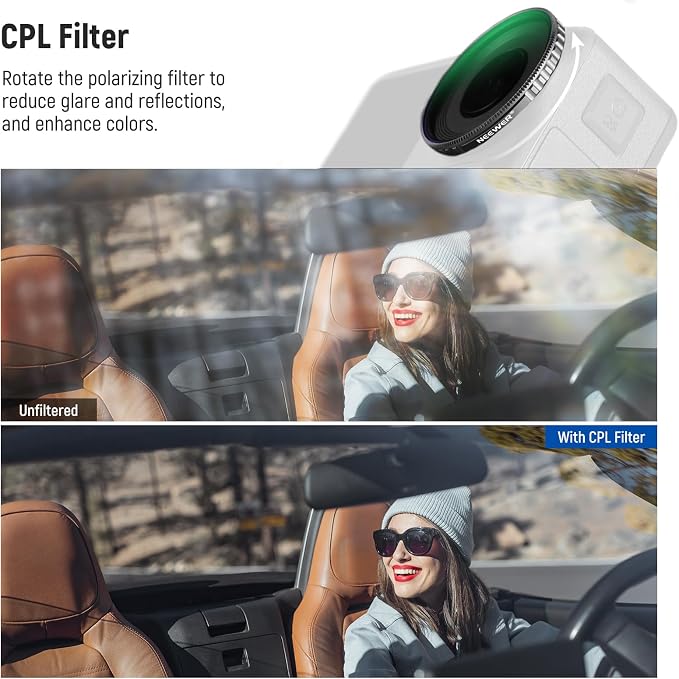 Neewer CPL & ND Filter Set Compatible with DJI Osmo Action 4/Action 5 Pro (4 Pack), Screw On CPL + ND8 + ND16 + ND32 Filter Kit Action Camera Accessories Multicoated HD Optical Glass, FL-A12 - Image 3