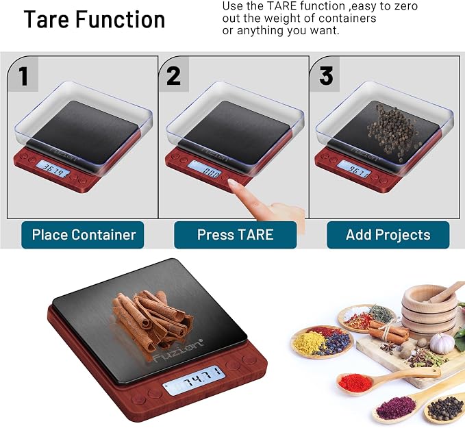 Fuzion Digital Scale .01 Gram Accuracy, 500g Small Kitchen Food Scales | 2 Trays Included for Jewelry, Gold, Herb, Powder, Spice, Coffee, Coin - Weight Gram and Oz - Image 6