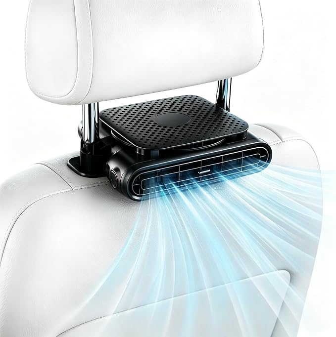 ElfTrip Car Seat Fan with Dual Air Outlets, Corded USB Car Fans for Kids for Driver Passenger, Stronger 3 Speeds, Forward or Backward Airflow, Fits in Most Car SUV (1 Pack No-Recharge Plug-in to Work) by ElfTrip