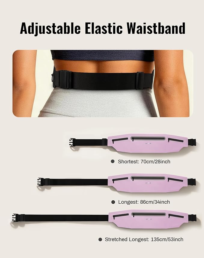 Running Belt for Women & Men-Ultra Light Slim Running Belts | Water-Resistant Phone Holder, 8 Pockets, Adjustable Waist Strap & Reflective Safety for Running, Hiking & Fitness - Image 5