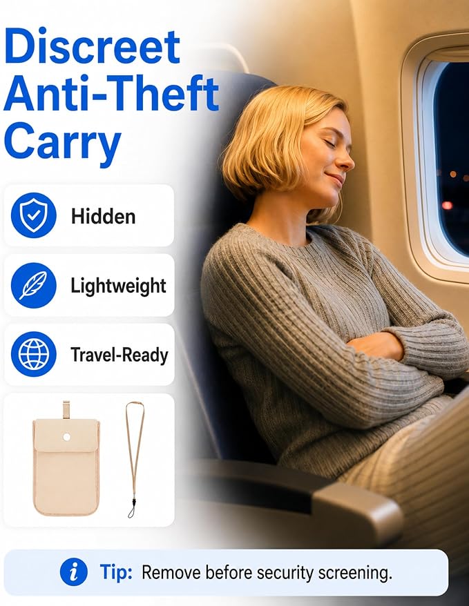 RFID-Blocking Travel Bra Wallet, Hidden Money Pouch with Elastic Strap | Ideal Secret Pocket to Protect Your Credit Cards, Cash and Valuables Under-Clothes, Nude, Bamneat - Image 8