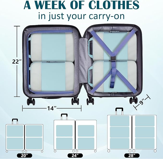 Compression Packing Cubes for Travel Suitcase Organizer Bags, Mesh Blue, L | Expandable Travel Cubes for Packing Luggage Organizer Bags Compression Bags for Travel Essentials - Image 5