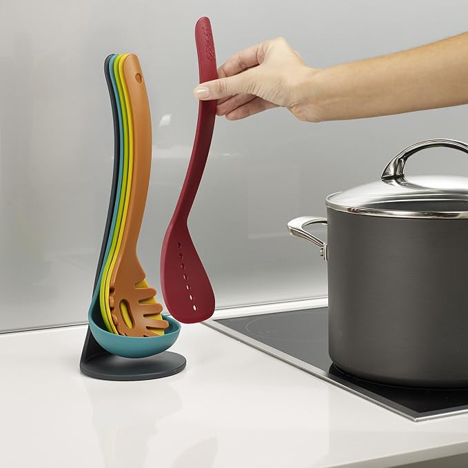Joseph Joseph Nest Utensils Compact Stacking Kitchen Tool Set with Magnetic Storage Stand Nylon, 5-piece, Multicolored - Image 4
