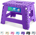 Dyforce Kids Step Stool 9 Inch, 300lbs Folding Step Stool for Toddler | Step stool Purple,Anti-slip Heavy Duty with Handle, Lightweight Foldable Foot Stool for Bathroom Kitchen Bedroom Outdoor by DyforceHomeDecorCOLTD