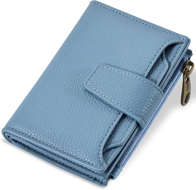 Small Wallet Women RFID Blocking Soft Leather Bifold Compact Card Holder Wallet for Women with Zipper Coin Pocket 4 ID Window by Airkit