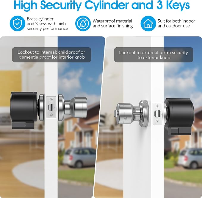 AST Adjustable Door Knob Cover with High Security Cylinder and 3 Brass Keys | Childproof Door Knob Cover with Lock, Lockout to Doorknob. Safety Cover for Faucet, Valve, Spigot. Prevent Access to Keyhole - Image 5