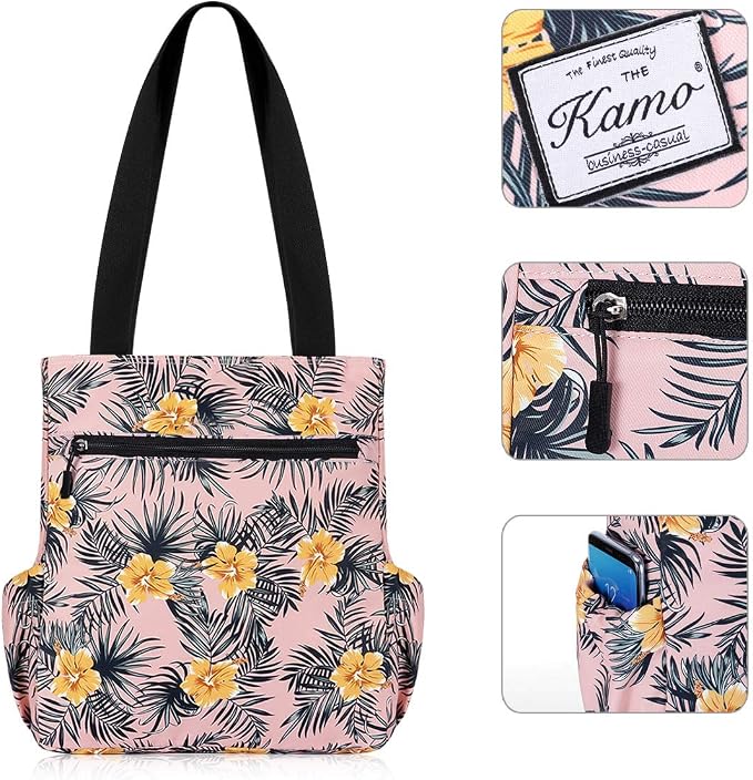 KAMO Floral Tote Bag - Waterproof Lightweight Handbags Travel Shoulder Bag for Hiking Yoga Gym Swimming Travel Beach - Image 4