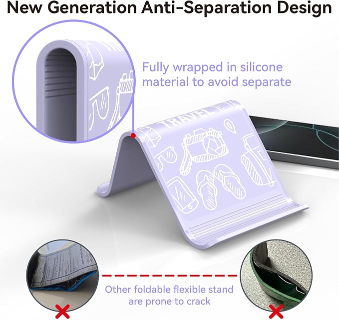 Airplane Phone Holder, Foldable Flexible Silicone Phone Stand | Tablet Mount for Flying, Home Office, Desk and Bedroom, Compatible with iPhone, Smartphones for Hands-Free Viewing, Purple - Image 4