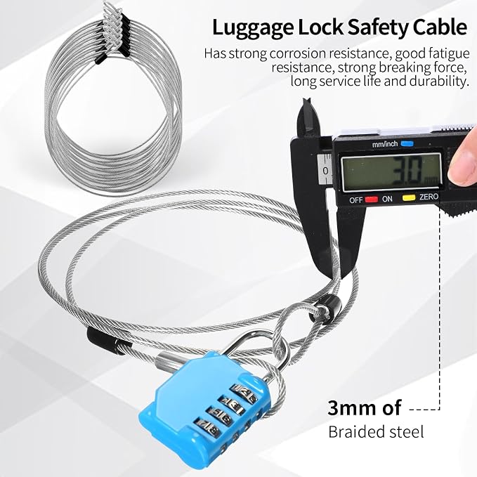 12 Pack Security Cable Luggage Lock with Loops 7 ft 3mm Braided Steel Coated Bike Cable Wire Double Loop Anti Theft Safety for U Lock, Padlock and Disc(Clear) - Image 5