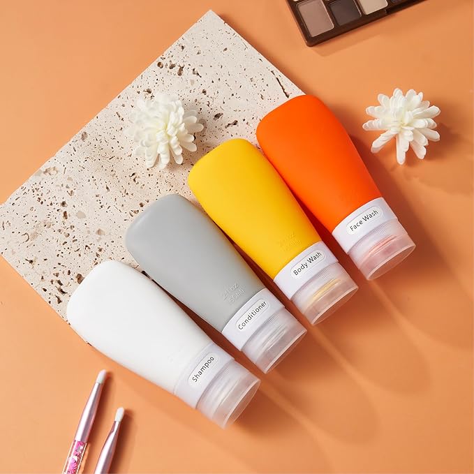 INSFIT Travel Bottles for Toiletries, TSA Approved 3oz Travel Size Containers, BPA Free Leak Proof Squeezable Silicone Tubes for Shampoo Conditioner Lotion Body Wash with Labels - Image 6
