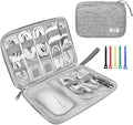 Lcsmaokin Electronics Organizer Travel Case,Electronic Accessories Storage Bag,Portable Waterproof Cable Organizer Bag,with 5 Cable Ties，for Travel,Work-Grey by Lcsmaokin
