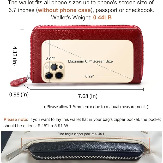 Moflycom Womens Wallet RFID Blocking Genuine Leather Zip Around Wallet Clutch Wristlet Travel Long Purse for Women - Image 4