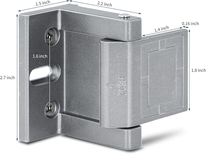 High-Security Reinforced Door Lock – Aluminum Privacy Latch for Home and Hotel, Easy Installation with Stainless Steel Screws, Interior Night Lock for Added Protection (Gary-1 Pack) - Image 2