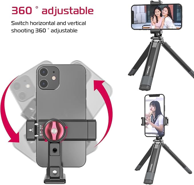 ULANZI ST-27 Metal Phone Tripod Mount, 360° Phone Holder for Tripod w 3 Cold Shoes & Arca Port, Versatile Smartphone Adapter for iPhone 17 16 15, Desktop Tripods, and Live Streaming/Vlogging Setup - Image 4