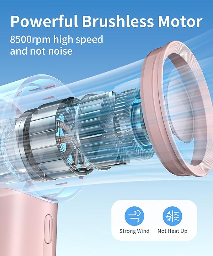 Mini Portable Fan, 3 Speed Handheld Fan with Desktop Base, USB Rechargeable [13H Max Cooling Time], Small Personal Hand Fan Travel Essentials for Women Girls Kids Lash Makeup, Pink - Image 5