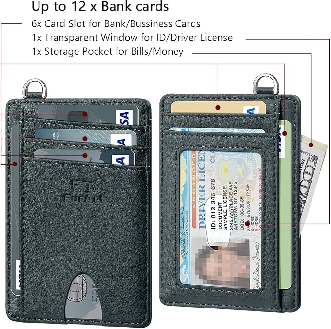 FurArt Slim Minimalist Wallet RFID Credit Card Holder for Men | slim minimalist compact rfid id window thin - Image 6