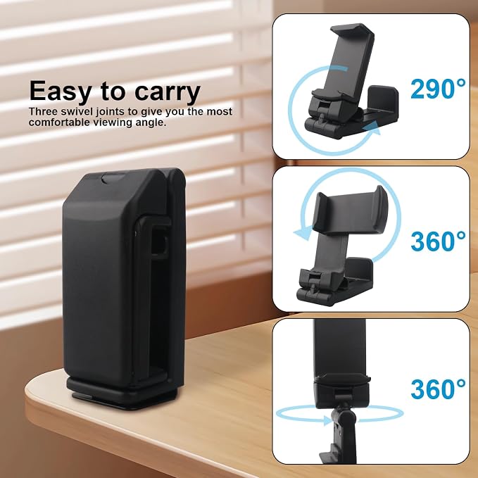 Airplane Phone Holder Hands Free Compact Travel Phone Mount with 360 Degree Rotation Universal Travel Essentials Ideal for Airplane, Table, Tray - Image 4
