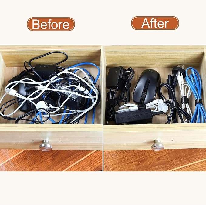 MVYC 200PCS Reusable Cable Ties Wire Ties Cord Organizer Cable Organizer Adjustable Cable Management 4+6+8+10 inch 5 Colors - Image 4