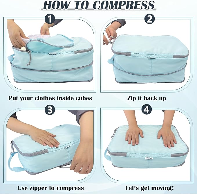 Compression Packing Cubes for Travel Suitcase Organizer Bags, Blue, XL | Expandable Travel Cubes for Packing Luggage Organizer Bags Compression Bags for Travel Essentials - Image 6