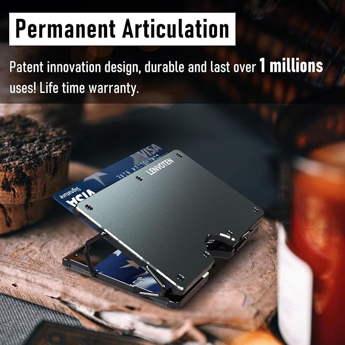 Lenvoten Upgraded Hinged Minimalist Wallet for Men, RFID Blocking Wallet | Slim Metal Aluminum, Credit Card Holder, Money Clip Holds 20 Cards, Premium Scratch-Resistant Finish, Ideal Gift for Men - Image 5