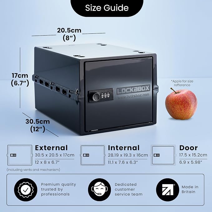 Lockabox One™ | Compact and Hygienic Lockable Storage Box for Food, Medicines, Tech and Home Safety | One Size 12 x 8 x 6.6 inches externally (Jet) - Image 4
