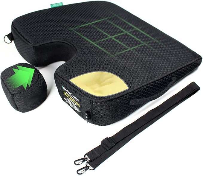 Wedge Seat Cushion Orthopedic Coccyx Tailbone Pain Relief Cushion, Memory Foam Ergonomic Wedge Pillow for Office Chair, Driving, Wheelchair, Gaming Non-Slip Bottom with Portable Handle - Image 9