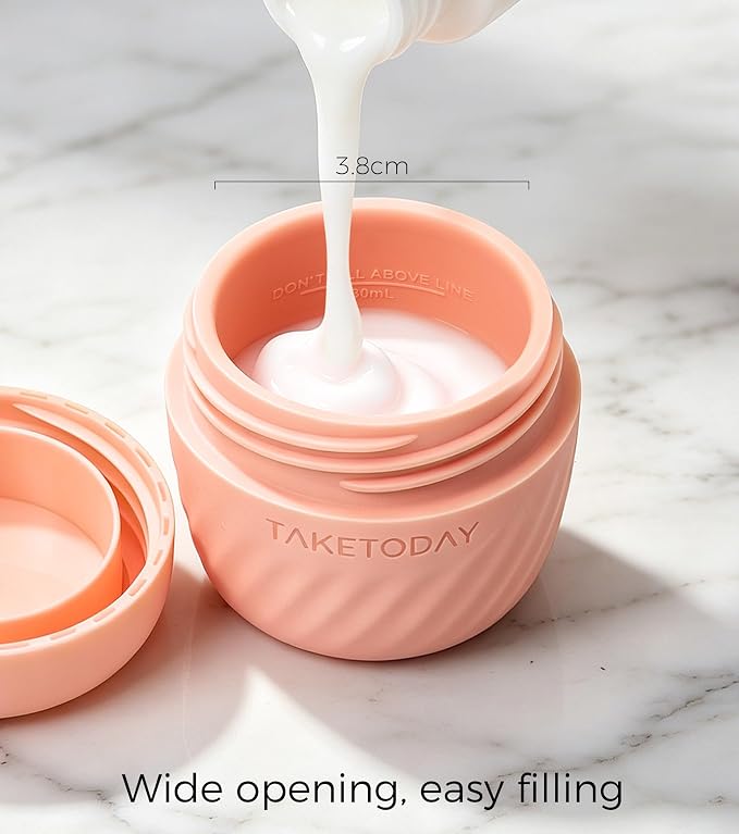 TakeToday Travel Containers for Toiletries, 1oz, 4 Pack, Apricot | Air Travel Leak-Proof, TSA Approved, Silicone Jars with Lid, for Cosmetics & Toiletries - Image 7