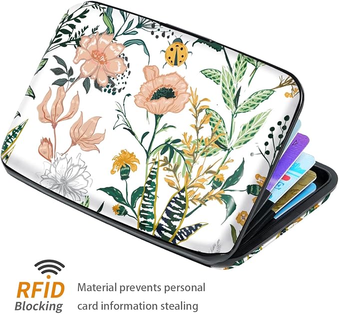 Coco Rossi Credit Card Holder RFID Aluminum Small Mini Wallet Women | Metal Wallet, Business Cards Holder, ID Case, Slim Sleeves, Womens Girls Gift, Carry Proof Wallets for Travel, White Flower - Image 4