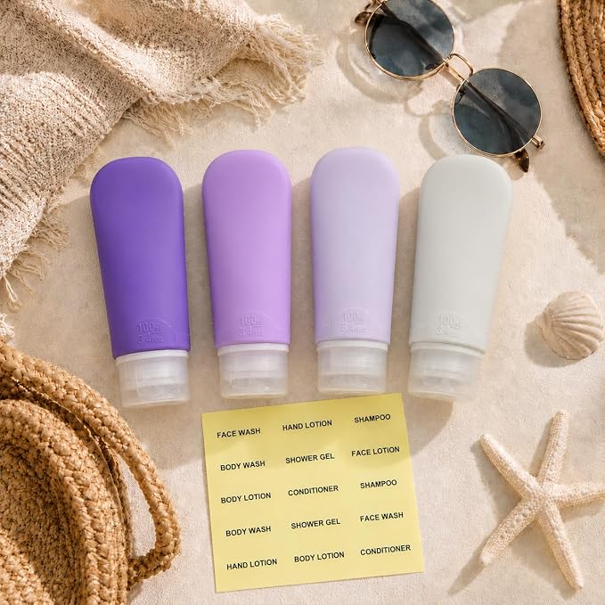 INSFIT Travel Bottles for Toiletries, TSA Approved 3oz Travel Size Containers, BPA Free Leak Proof Squeezable Silicone Tubes for Shampoo Conditioner Lotion Body Wash with Labels - Image 7