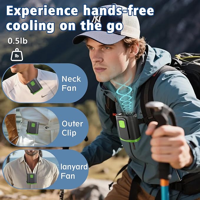 Portable Fan,Waist Clip Fan, Clip-On Personal Turbo Cooling Fan | 120-Speed Adjustable Rechargeable Clip On Waist Bladeless Fan with LED flashlight for Outdoor,Travel,Camping - Image 3
