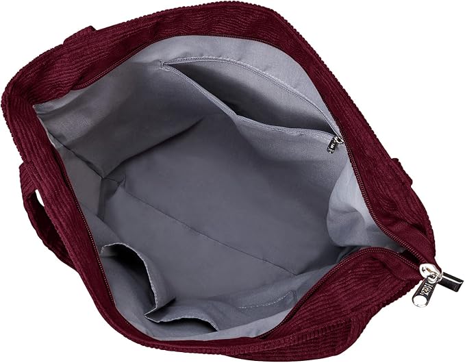 KALIDI Women Corduroy Tote Bag Zipper Casual Tote's Handbag Big Capacity Shoulder Bag with Pockets - Image 6