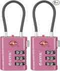 ANVIL TSA Approved Luggage Locks – High Security TSA008 Combination Travel Locks with Inspection Indicator for Suitcases and Backpacks. (2, Rose Purple) by ANVIL