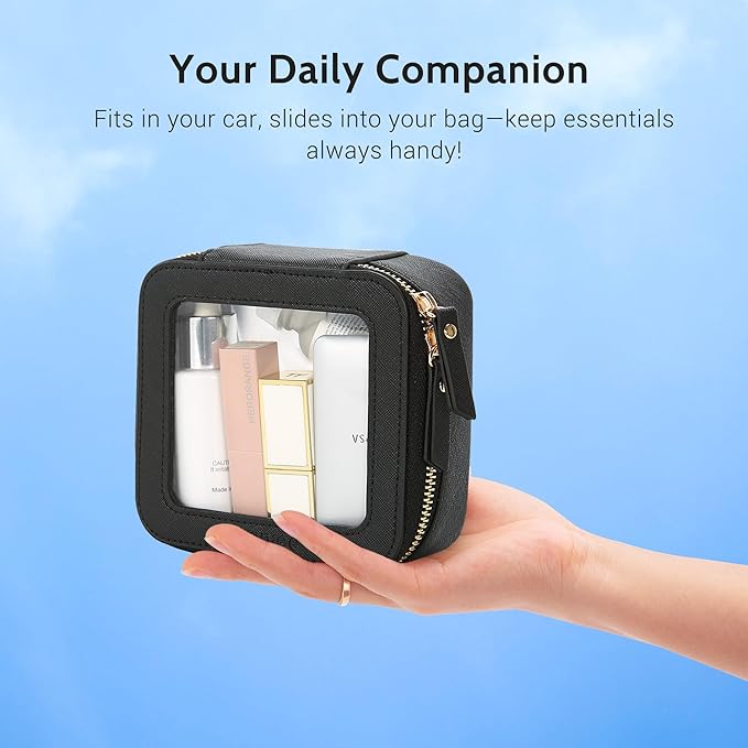 Aveniee Mini Clear Makeup Bag, Small Cosmetic Bags Travel Toiletry Pouch Organizer, TSA Approved Make up Case with Zipper, Car Bag for Essentials,Black - Image 6