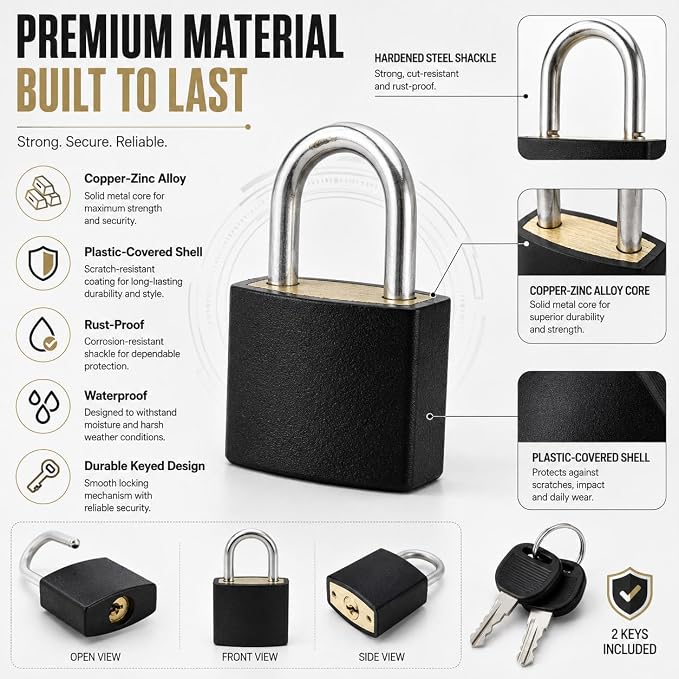 6PCS,Suitcase Locks,Small Padlock,Locker Lock with Key,Mini Locks with Keys,Perfect for Securing Backpacks, Boxes, School, and More - Image 3