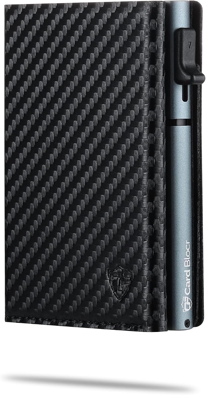 Pop Up Wallet for Men RFID Slim Card Holder Black Carbon | Holds 4-6 Cards with Cash & ID Storage, Featuring One Click Metal Card Ejector & Slim Carbon Design for Daily Carry - Image 10