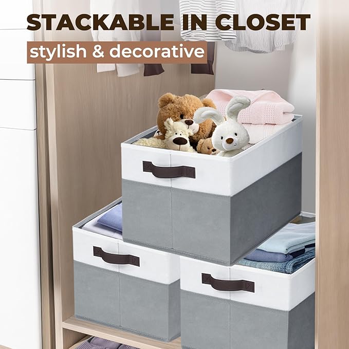 6 Pack Clothes Bins for Organization - 16x12 Extra Large Storage Baskets for Shelves Closet Bedroom - Toy Storage Organizer Bins Boxes Cubes for Nursery - RV Apartment Essentials - Image 5