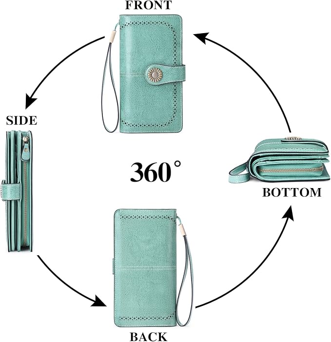 SENDEFN Wallets for Women Leather Credit Card Holder with RFID Blocking Large Capacity Wristlet | with RFID Blocking - Image 5
