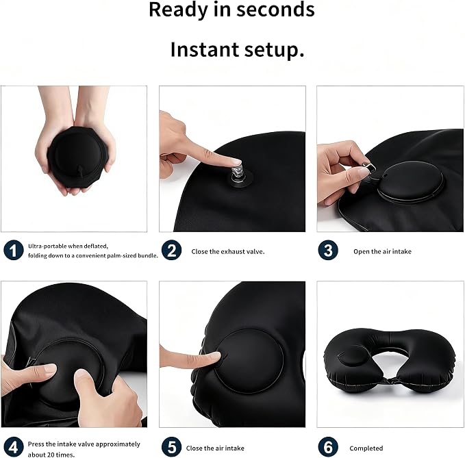 Portable Ultimate Comfort Set for Plane Sleep Kit at Plane Inflatable Travel Pillows Foot Rest Hammock Eye Mask Ear Plugs for Airplane Essentials for Seat Airplane Gadgets for Sleep Comfort (3B) - Image 4