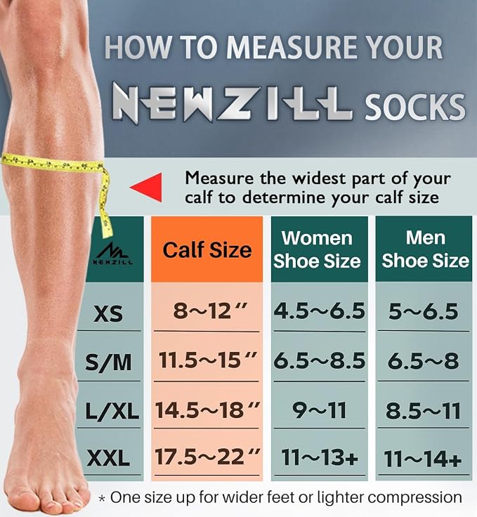 NEWZILL Medical Compression Socks for Women & Men, 20-30 mmHg Knee-High Support for Circulation, All-Day Comfort for Work Travel Running Cycling and Fitness - Image 2