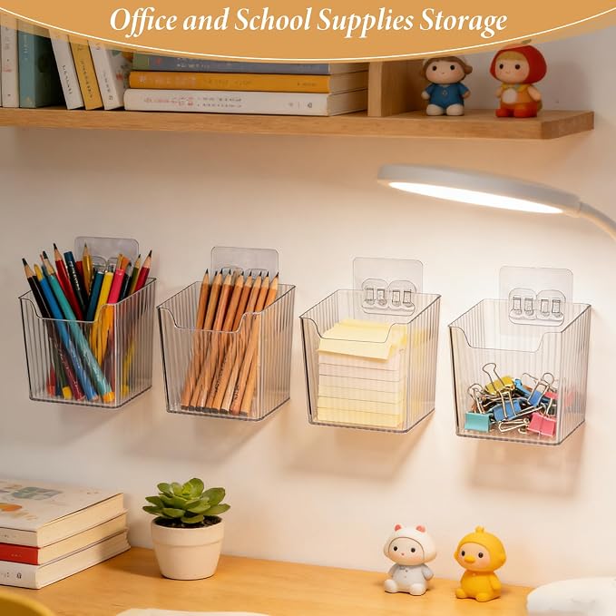 8 Pcs Plastic Cabinet Door Organizer Adhesive Clear - Image 5