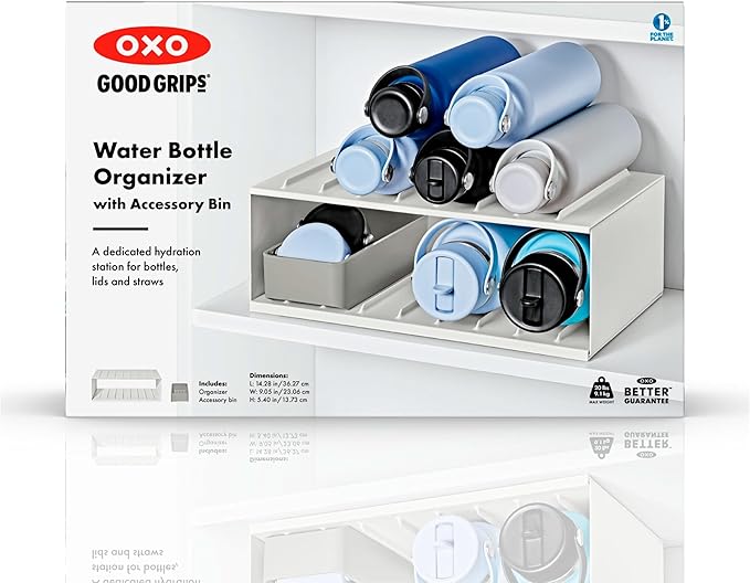 OXO Good Grips Water Bottle Organizer and Accessory Bin | Water Bottle Holder, Organizes Water Bottles, Lids and Straws, Ideal for Cabinet & Drawer Storage - Image 5