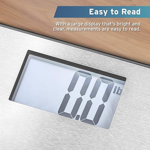 Etekcity Stainless Steel Digital Body Weight Bathroom Scale, 400 Pounds | Step-On Technology, Large Blue LCD Backlight Display, Grey 12x12 Inch, 1 Pack Accurate Bathroom Scale - Image 2