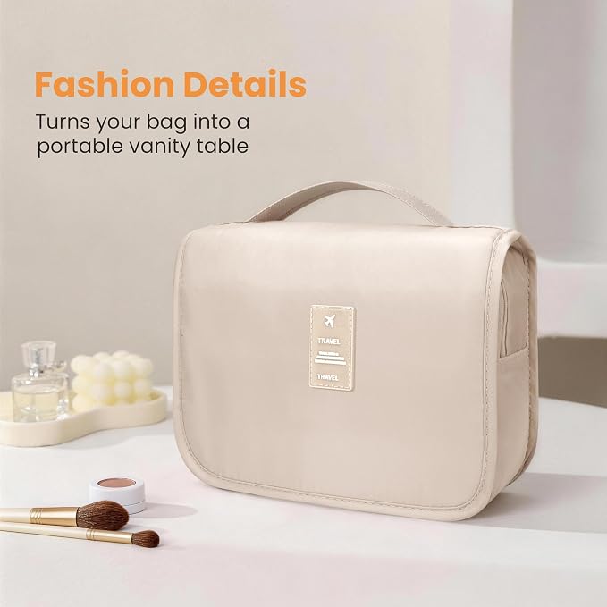 Portable Hanging Toiletry Bag for Travel,Small Multifunctional Makeup Cosmetic Bag for Women,Waterproof Travel Toiletries Organizer,Shower Bathroom Pouch with Hook for Gym,Camping - Pink Dots - Image 4