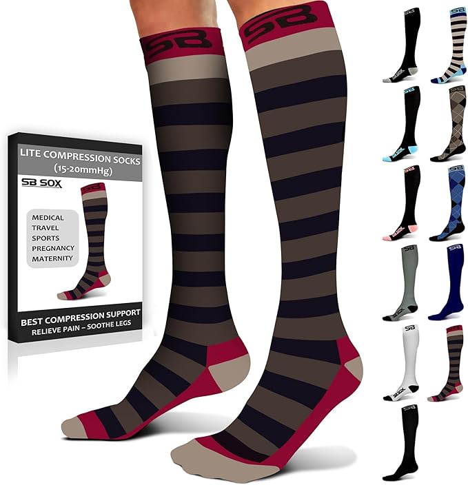 SB SOX Compression Socks for Men & Women (15-20mmHg) | Best Compression Socks for Flying, Medical, Sports, Wide Calf Fit, Pregnancy, and Daily Wear by SBSOX